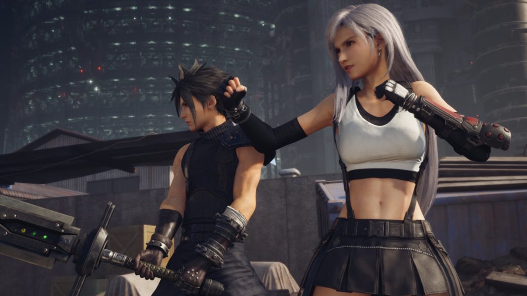 Cloud with Black Hair and Tifa with White Hair after the mod has been installed