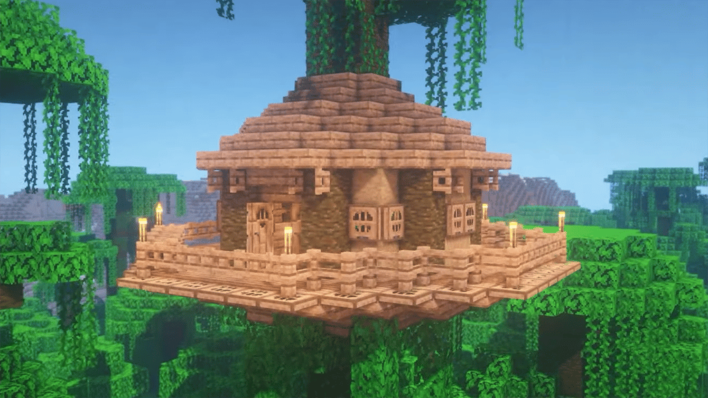 Jungle Treehouse Minecraft Idea Design Tutorial