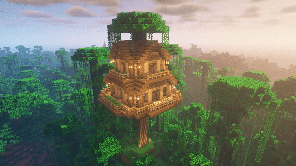 Minecraft Best Jungle Treehouse Design How to Build Tutorial YouTube