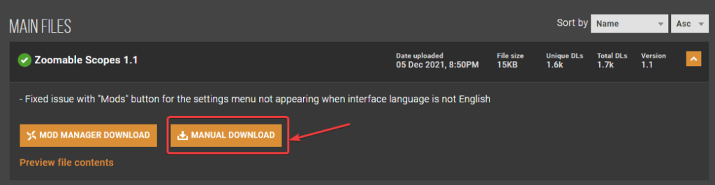 You can download the mod files by clicking the MANUAL DOWNLOAD button