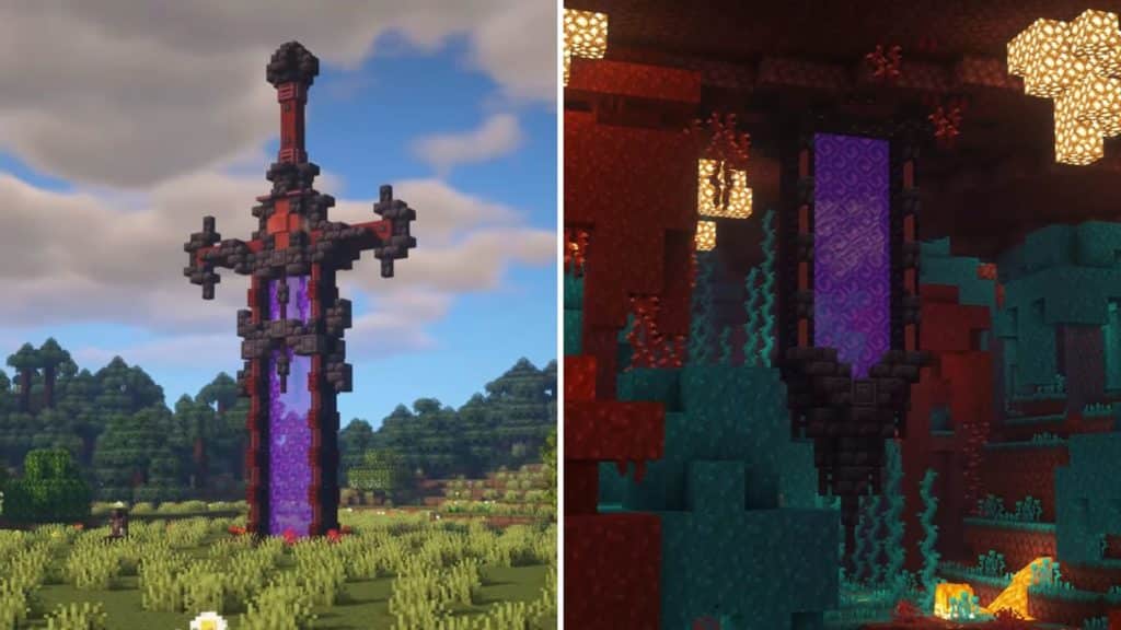 nether builds Minecraft - Nether Sword Portal