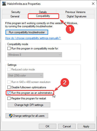 Running an application with admin privileges reduces the risk of issues 