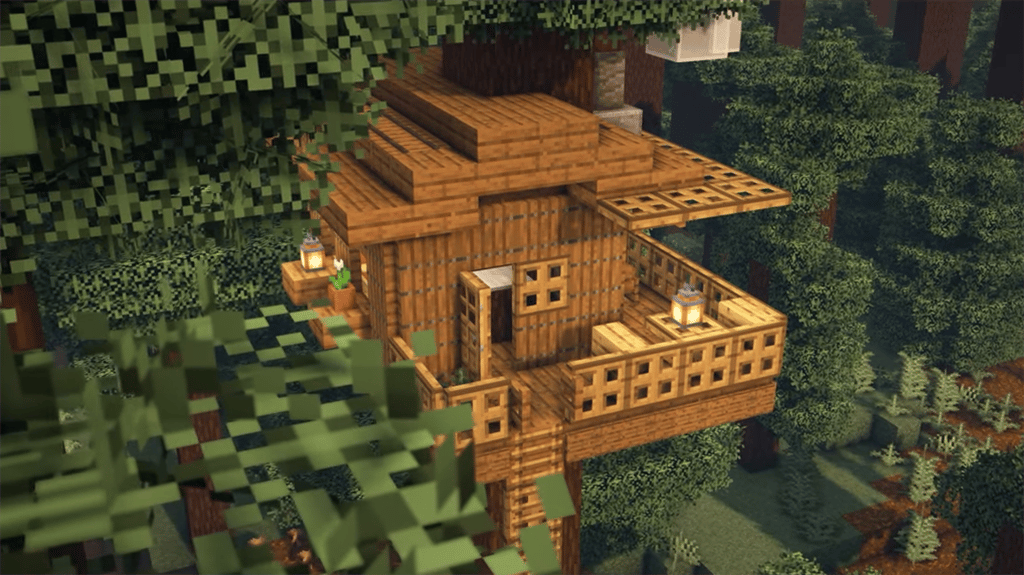 Simple Treehouse Minecraft Tutorial Design Survival Wooden Base