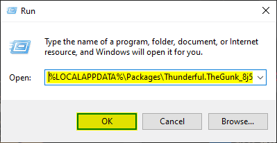 You can access various locations in Windows using Run, and disable disable The Gunk Chromatic Aberration by accessing the configuration file location 