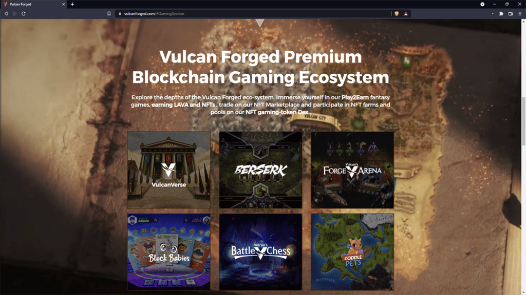 A collection of all the Vulcan Forged NFT games