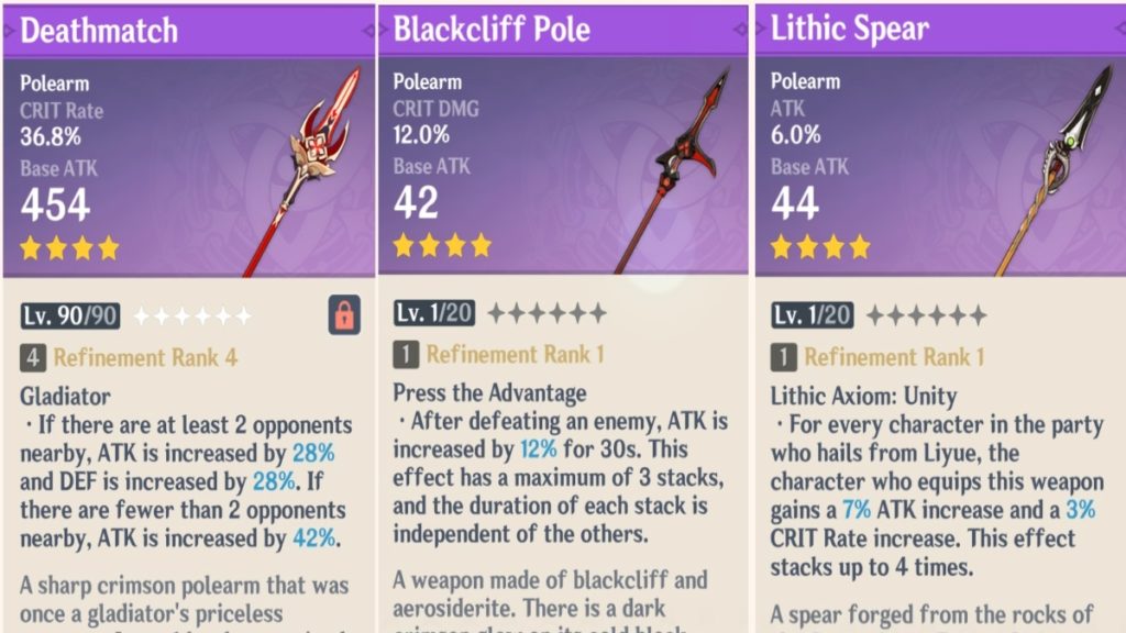 4-star Weapons