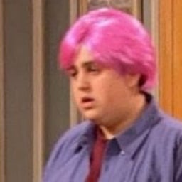 Josh wearing a pink wig matching pfp