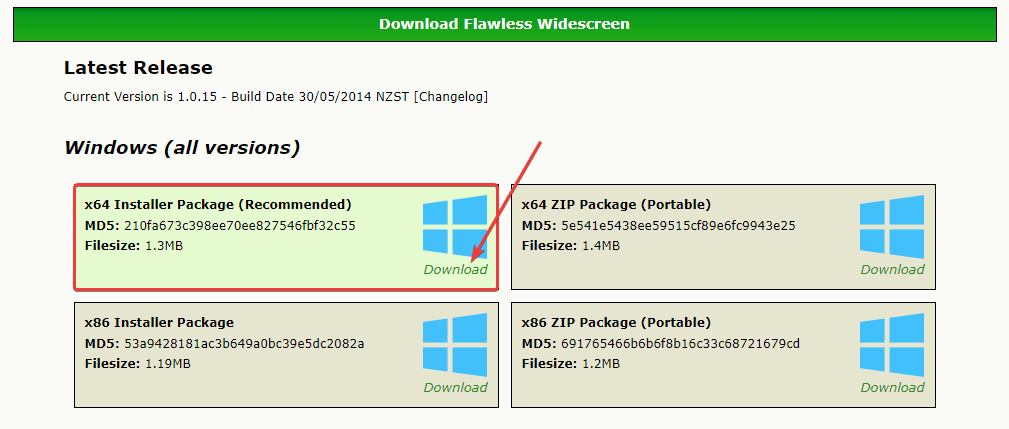 You can download Flawless Widescreen directly from the website for Windows