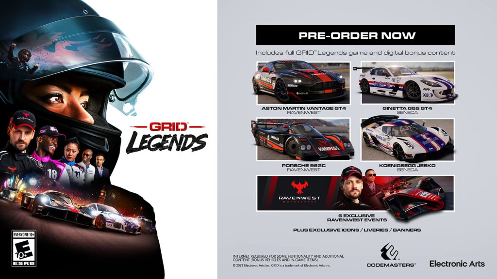 This is everything you will get as part of GRID Legends Pre-Order Bonus content