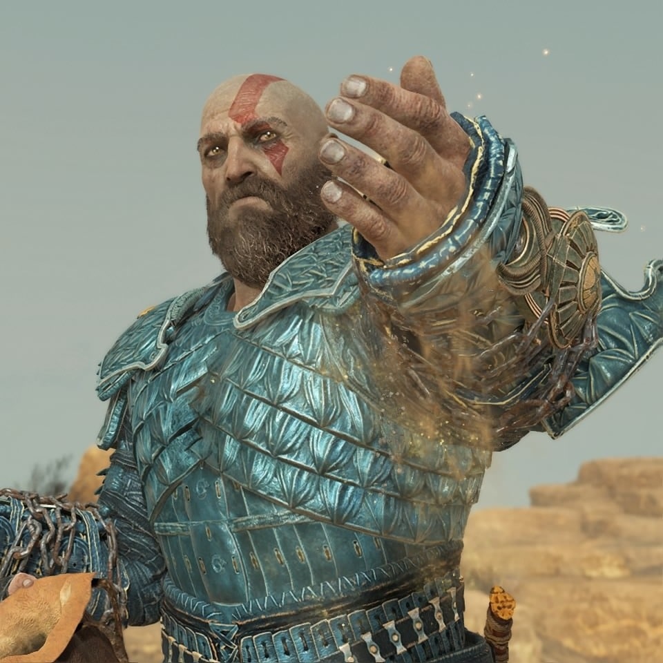Kratos extending his hand from God of War