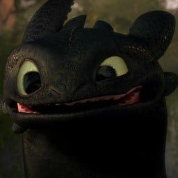 Toothless smiling from How To Train Your Dragon
