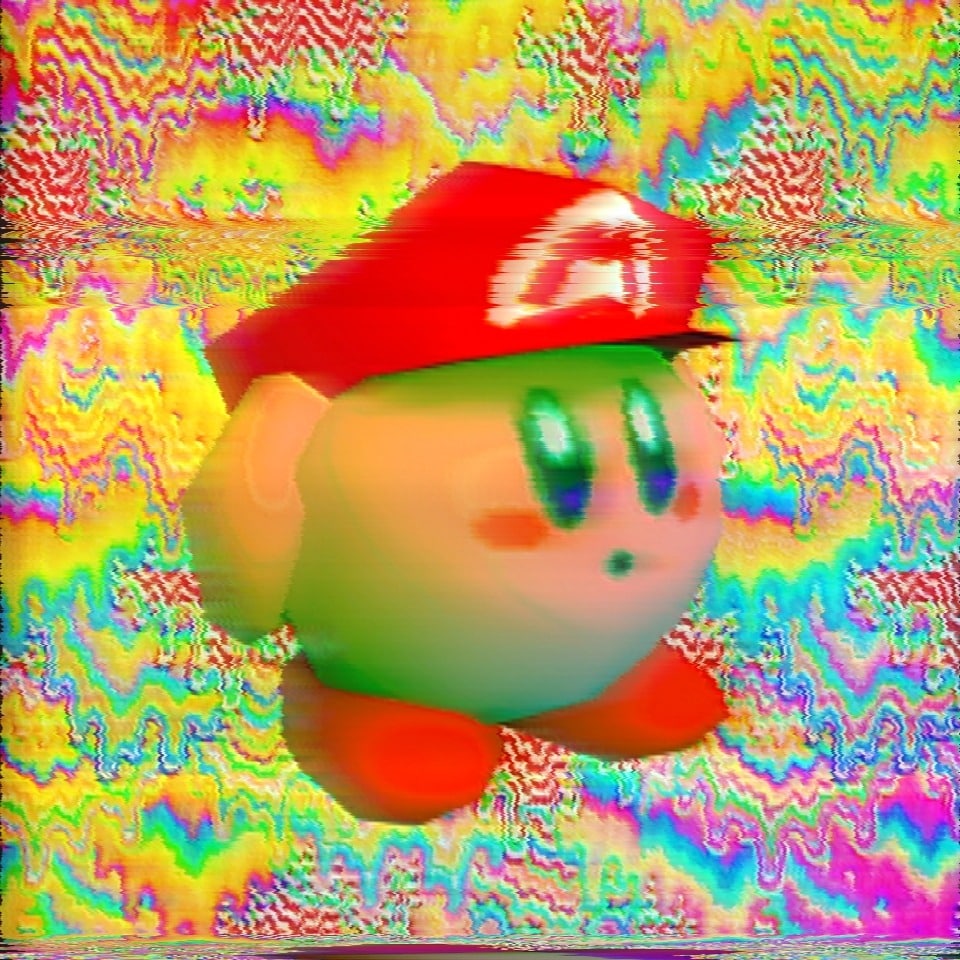 Kirby wearing Mario hat matching PFP