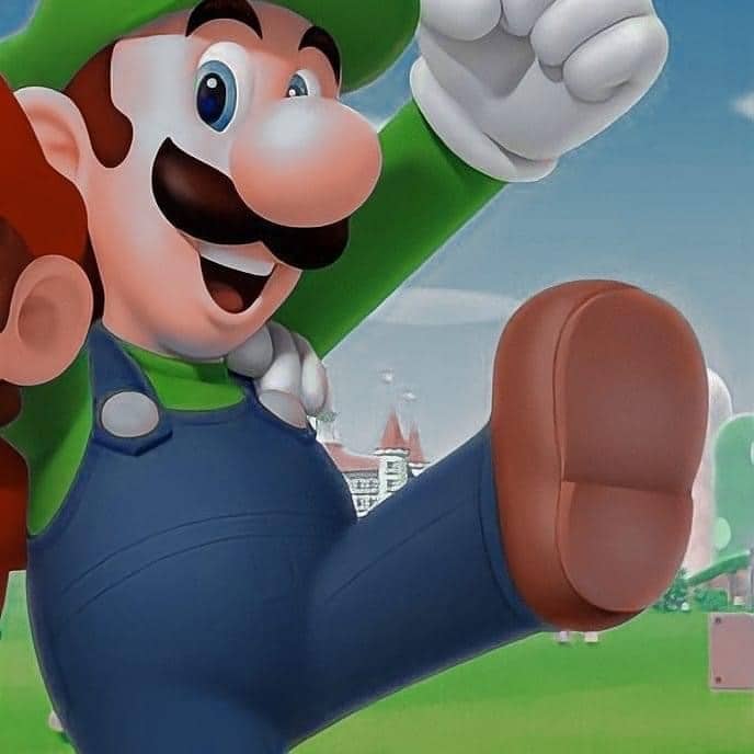 Luigi jumping with Mario