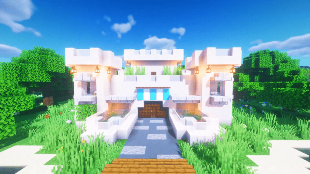 Desain Kastil Minecraft Qu Quartz Cara mbangun Tutorial