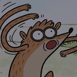 Rigby celebrating with Mordecai matching PFP