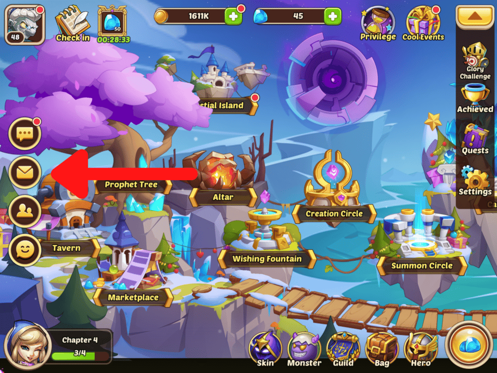 Screenshot of Idle Heroes' Main Page