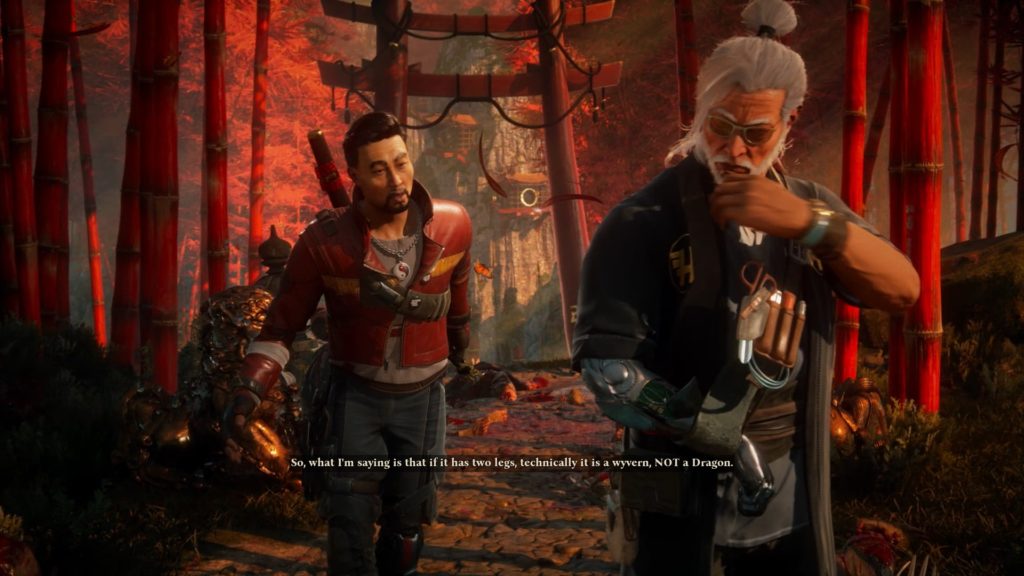 Lo Wang and Zilla interacting in Shadow Warrior 3. The dialogue is one of the review's highlights.
