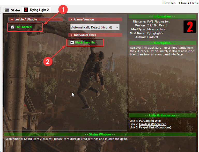 Enabling the fix here will fix Dying Light 2 Ultrawide issues