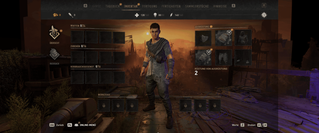 Dying Light 2 screenshot showcasing a a menu with the flawless widescreen tool