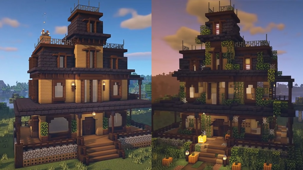 Victorian Minecraft Home Haunted Mansion Spooky Design 1.18