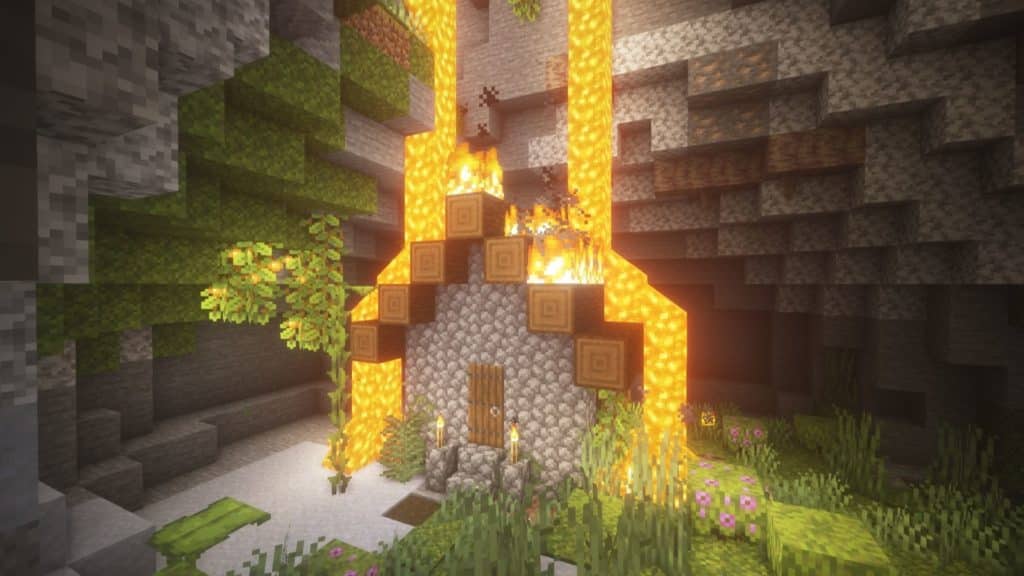 A Villager House inside a Lush Cave