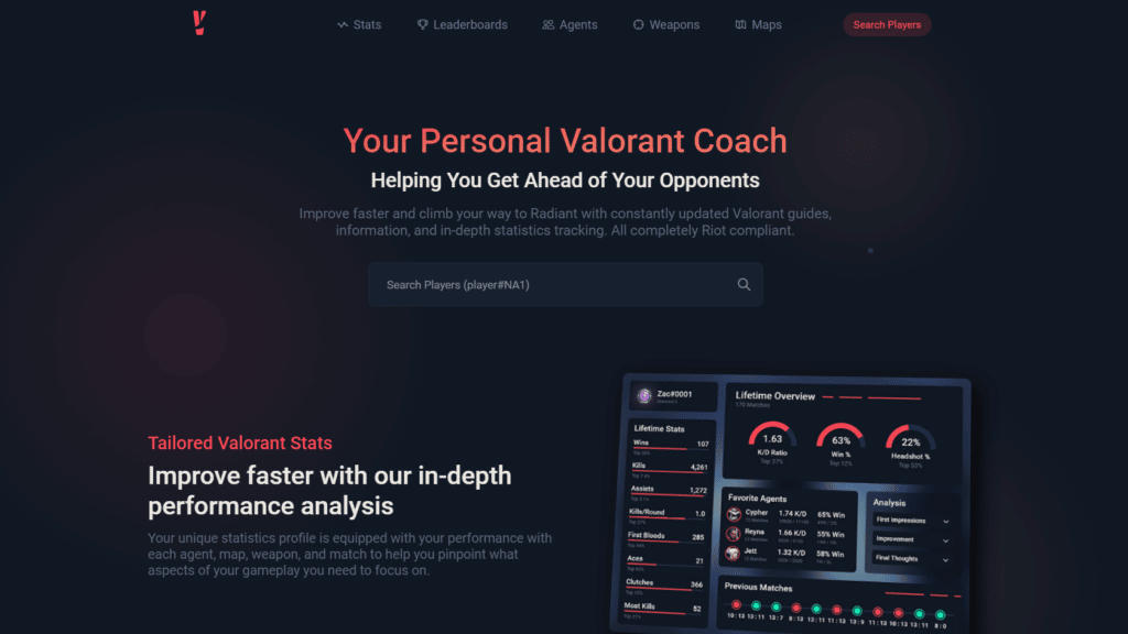 ValorantStats Home страница скриншот