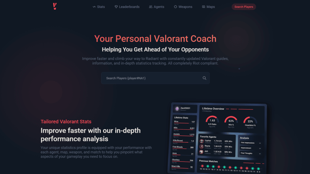 ValorantStats Homepage Screenshot