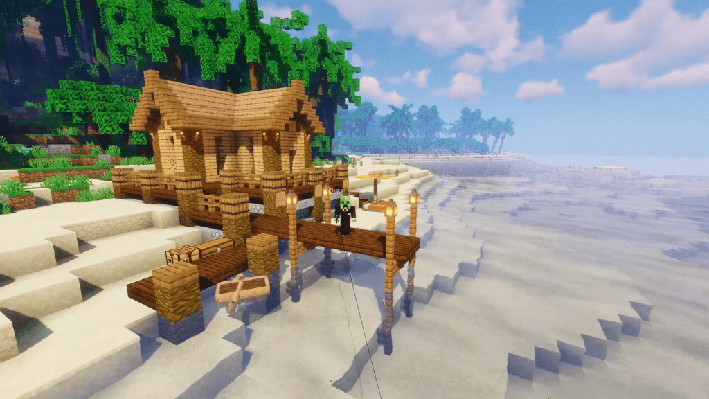 Easy Minecraft Fishing Beach Home Tutorial 1.18.2