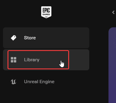 The library tab in Epic Games Launcher client
