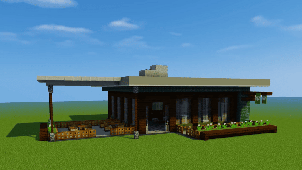 ร้านกาแฟสมัยใหม่การออกแบบอาคาร Minecraft Minecraft Grian Grian