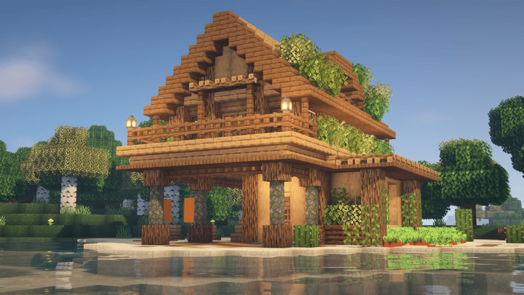 Cute Minecraft Beach House Idea Video Tutorial 1.18
