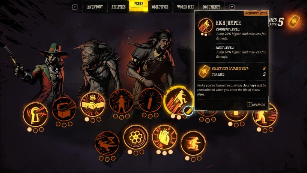 Perks Menu in Weird West