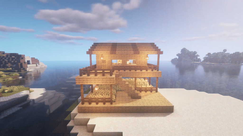 Simple Minecraft Home Beach Biome Build 1.18.1 Farm Crops