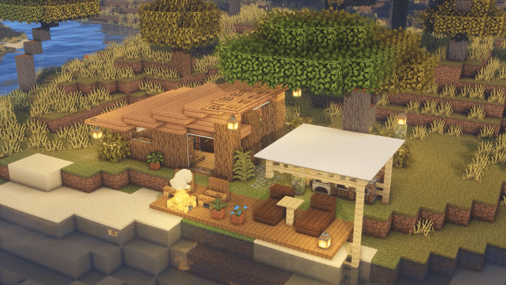Small Beach House Blueprint for Minecraft 1.18 Tutorial