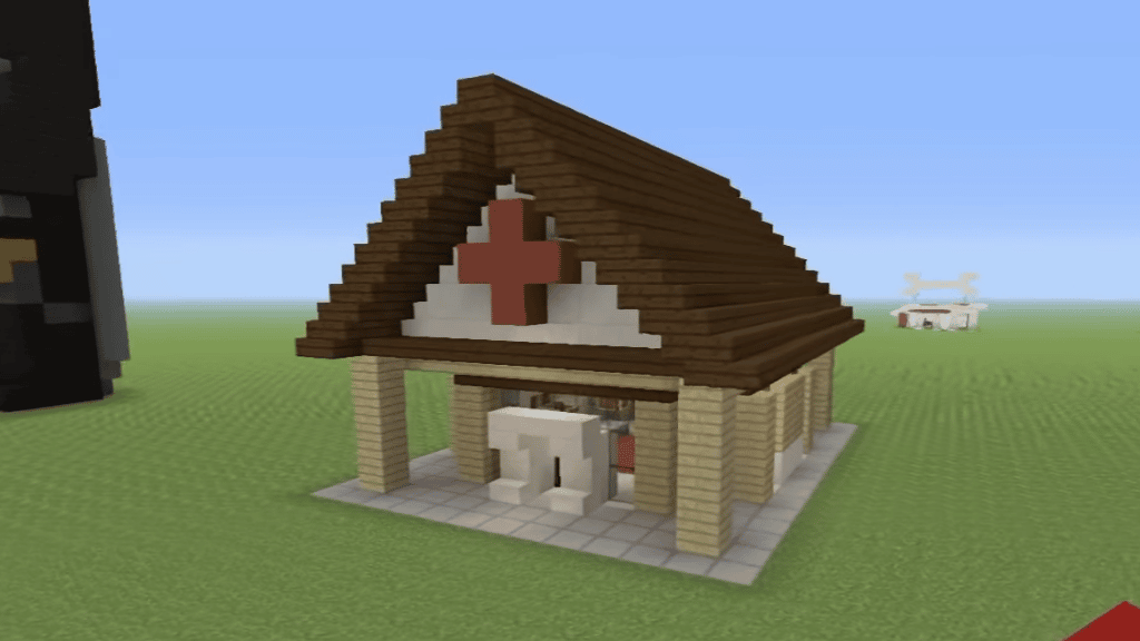 Minecraft City 1.18 के लिए छोटा प्यारा फार्मेसी स्टोर विचार।