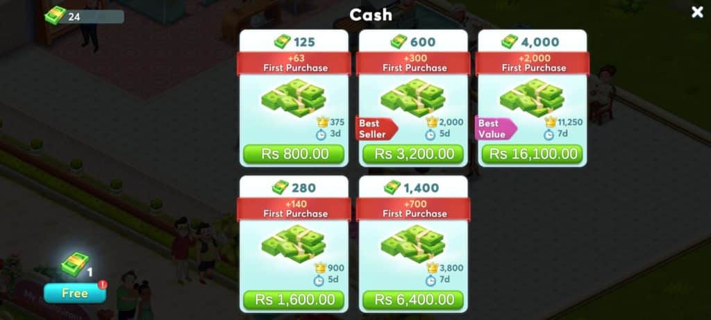 You can buy in-game currencies with real money, this is a low point for our Star Chef 2 review