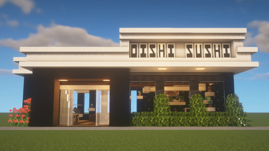 Sushi restoranı Minecraft Qida İdeyası 1.18 dizayn üçün