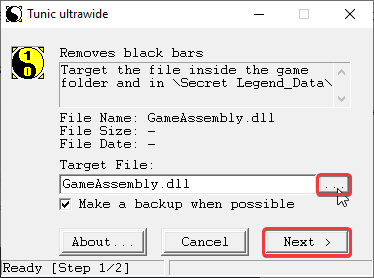 Tunic Ultrwaide tool interface