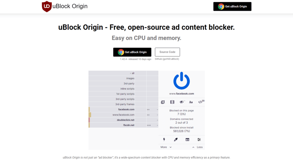 uBlock Origin website screenshot