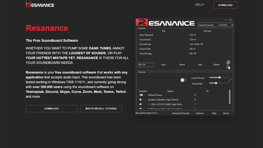 Resanance website screenshot