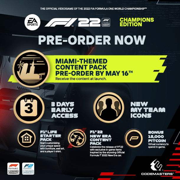 F1 22 Pre-Order Bonus Content for the Champions Edition