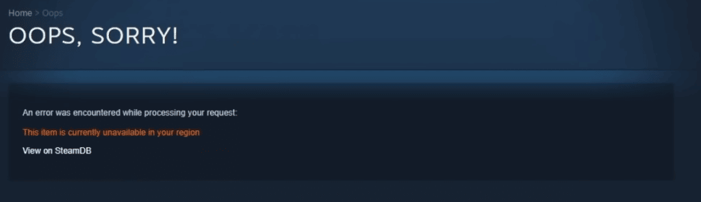 item not available steam