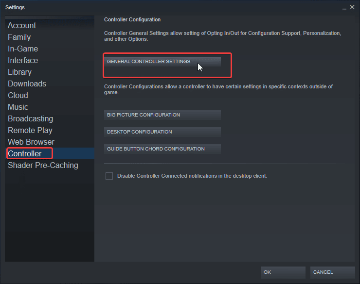 This will allow you to adjust different controller settings for Steam