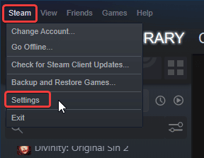 You can access various Settings in Steam by clicking this 