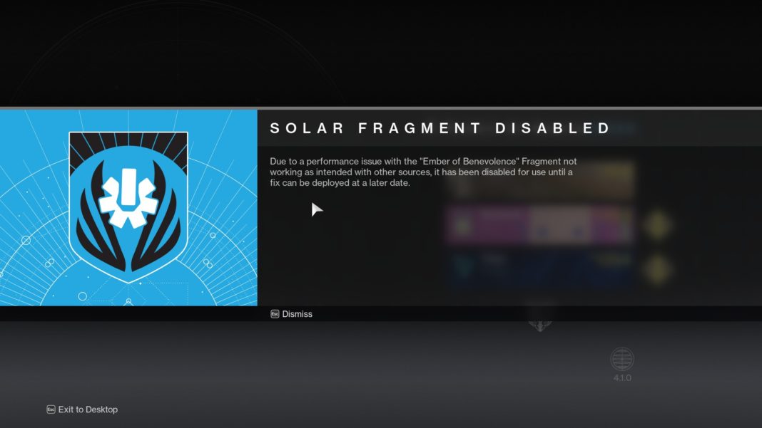 Ember of Benevolence Destiny 2 removal screenshot