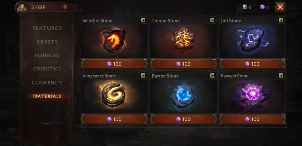 Diablo Immortal Material Shop