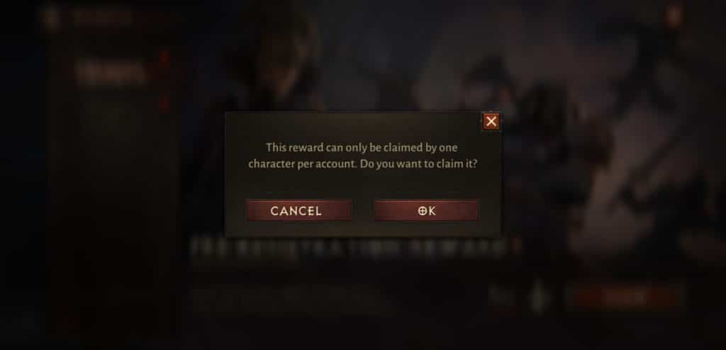 Diablo Immortal One Time Claim