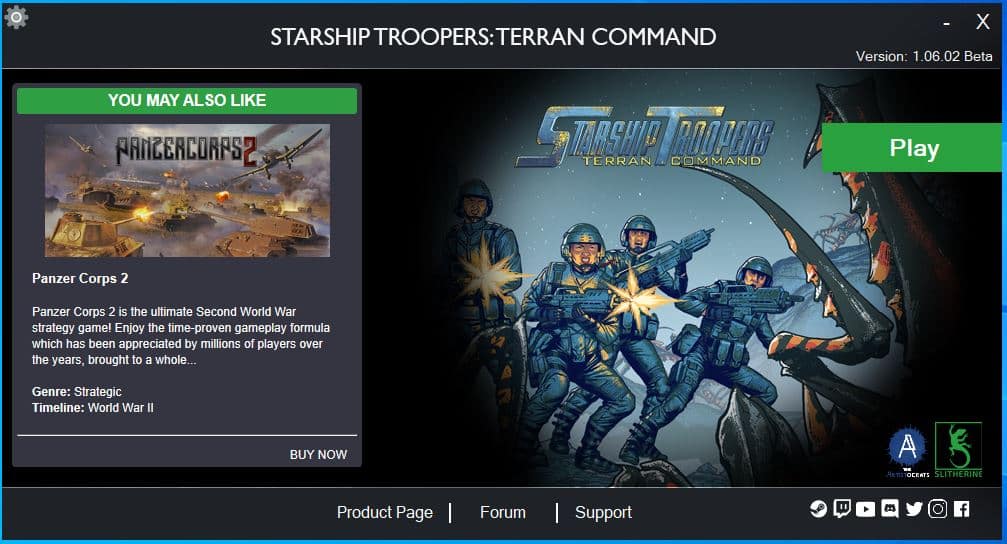 Starship Troopers: Terran Command launch screen