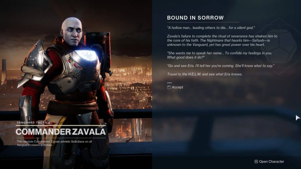 Destiny 2 Zavala after Sever - Grief