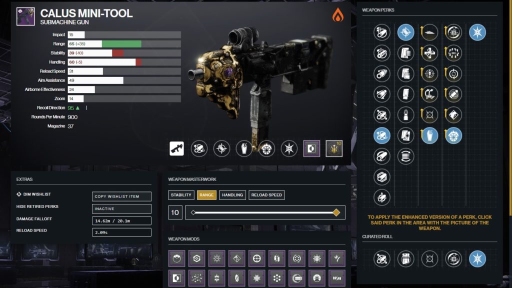 Destiny 2 Calus Mini-Tool PvE god roll